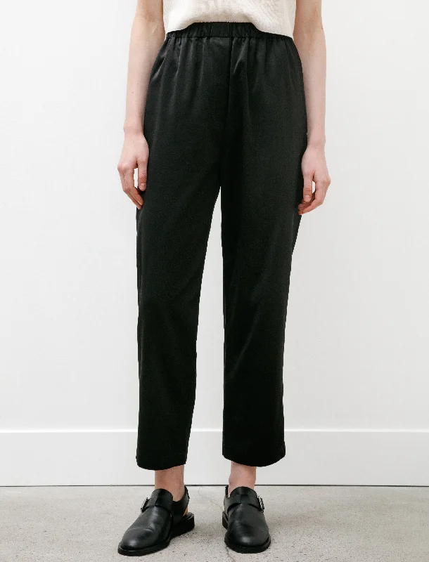 Elastic Waistband Pants Satin Black