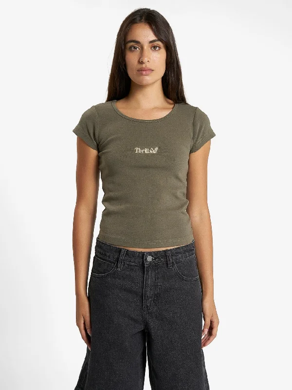 Thrills Workwear Cap Sleeve Tee - Tarmac