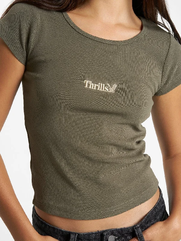 Thrills Workwear Cap Sleeve Tee - Tarmac