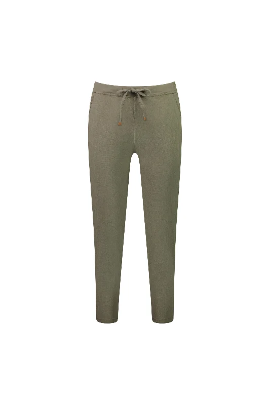 Vassalli 7/8 Leg Elastic Waist Pants - Army