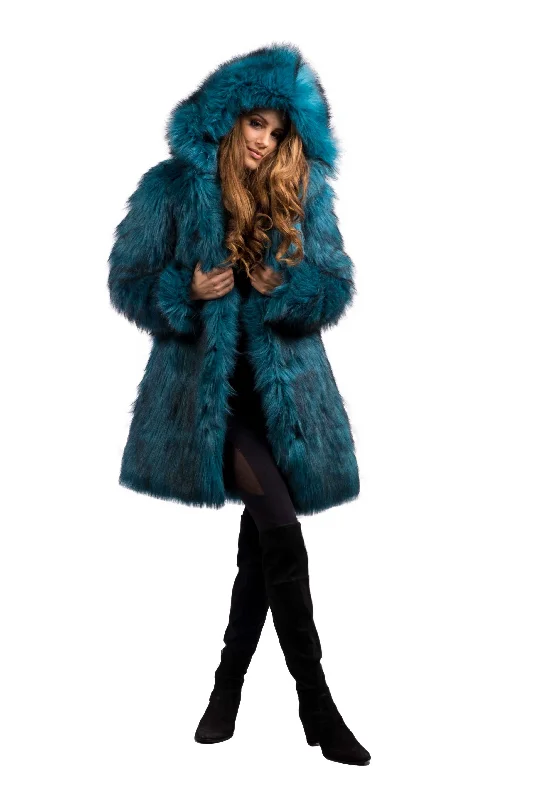 Women's Short Playa Coat in ""Teal Ostrich""