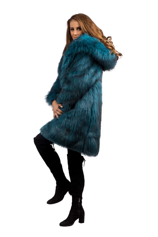 Women's Short Playa Coat in ""Teal Ostrich""