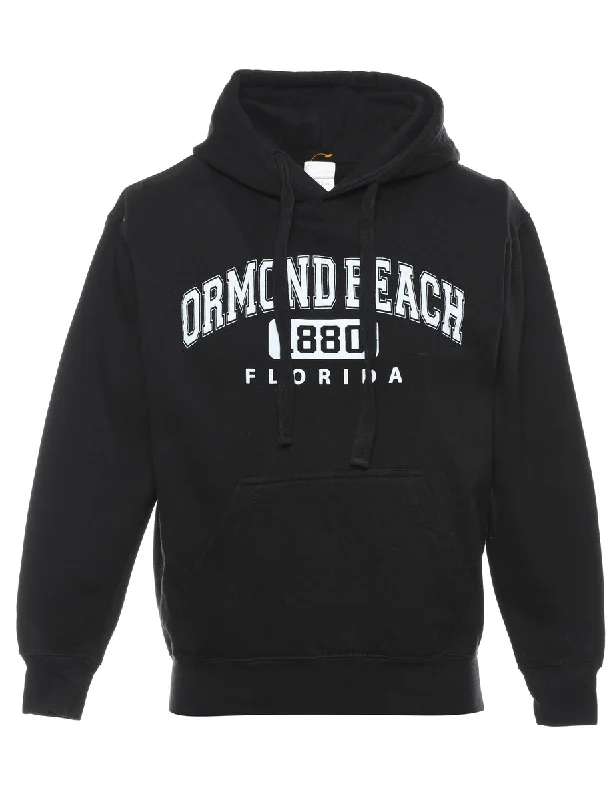 Black Ormond Beach Florida Hooded Sports Sweatshirt - M