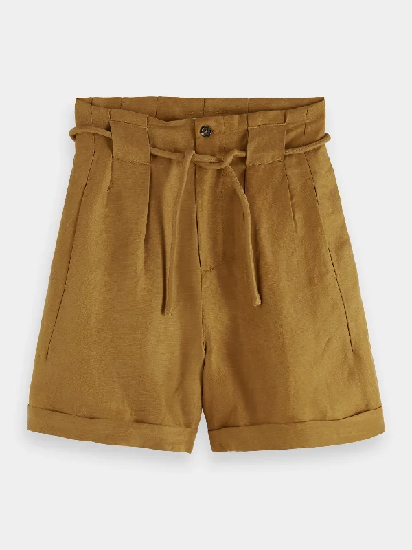 High-rise belted shorts