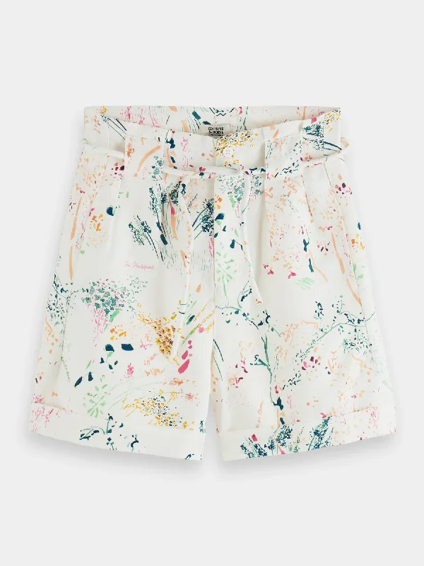 High-rise belted shorts