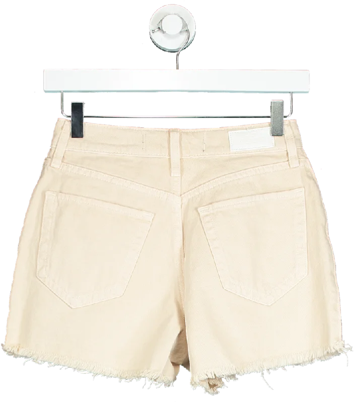 Hollister Cream High-Rise Denim Shorts UK W24