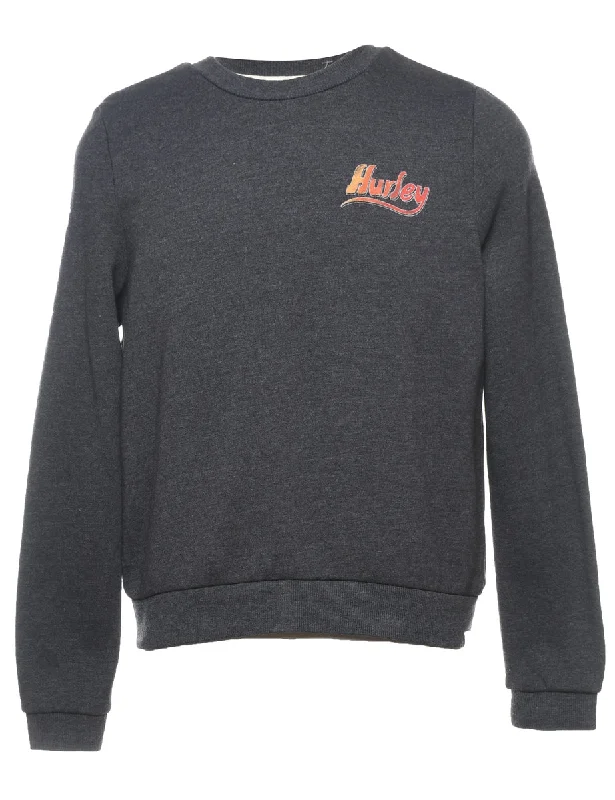 Hurley Design Dark Grey 2000s Printed Sweatshirt - S