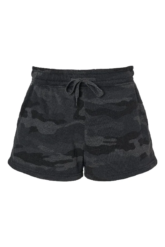 Independent Trading Co. Womens California Wave Wash Fleece Shorts w/ Pockets - Heather Black Camo - NEW