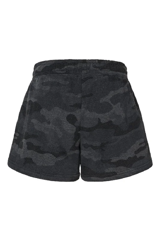 Independent Trading Co. Womens California Wave Wash Fleece Shorts w/ Pockets - Heather Black Camo - NEW