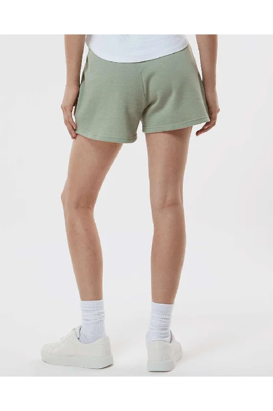 Independent Trading Co. Womens California Wave Wash Fleece Shorts w/ Pockets - Sage Green - NEW