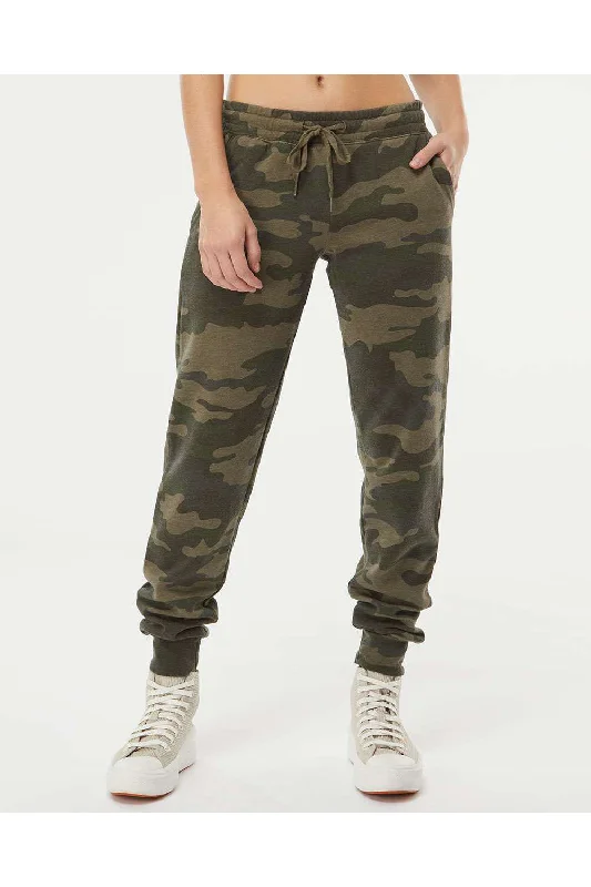 Independent Trading Co. Womens California Wave Wash Sweatpants w/ Pockets - Heather Forest Green Camo - NEW