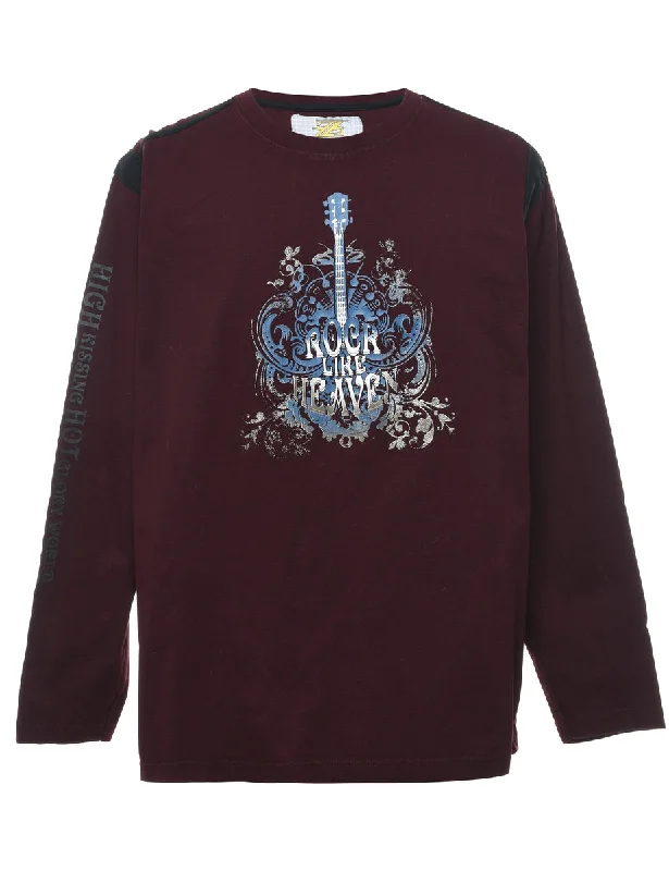 Maroon Printed Sweatshirt - M