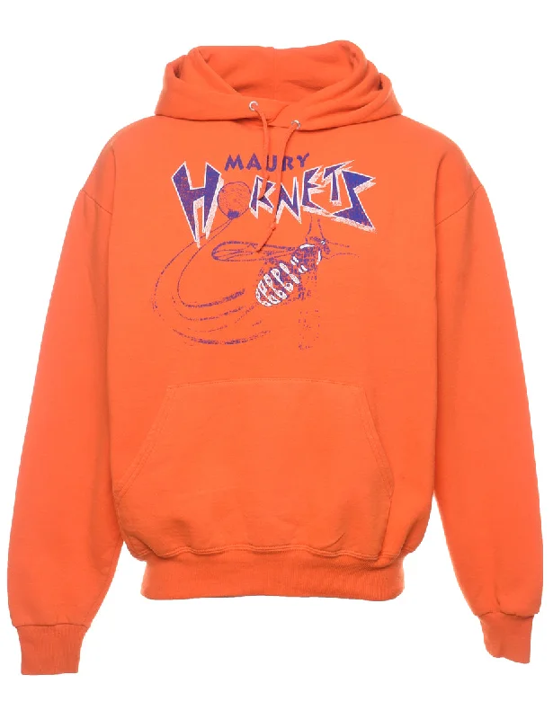 Maury Hornets Purple & Orange Graphic Printed Hoodie - M