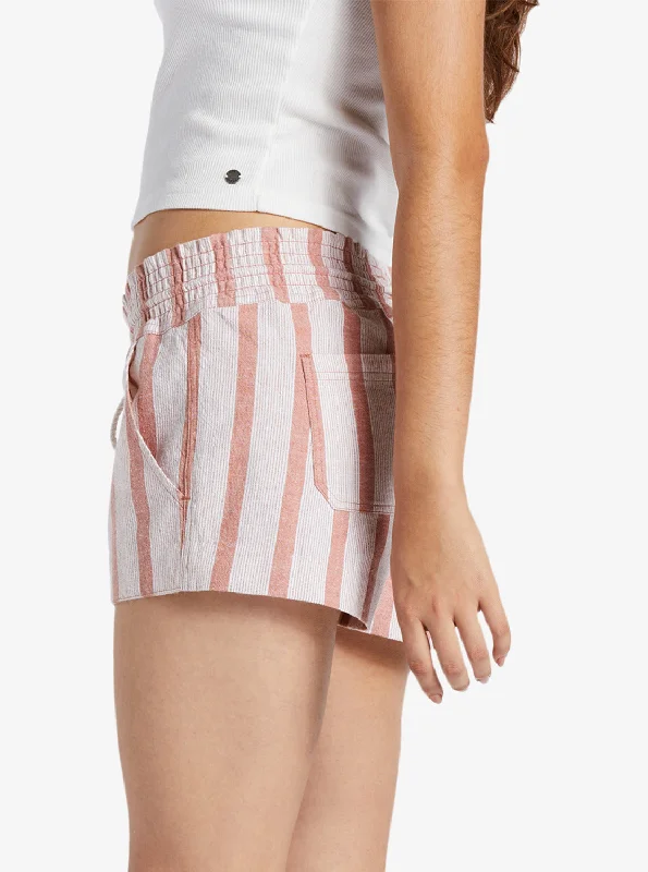 Oceanside Elastic Waist Shorts - Cedar Wood Bonzer Bico Stripe