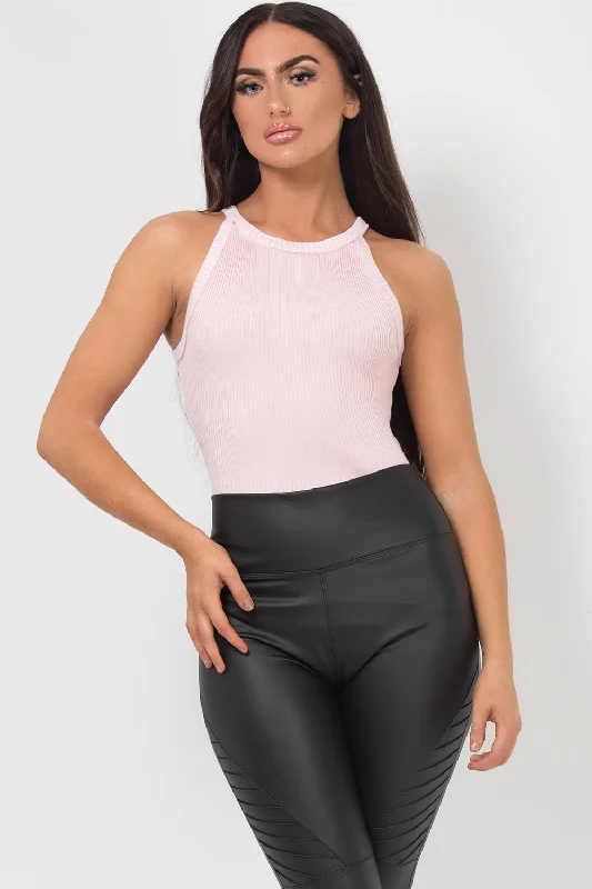 Pink Aztec Trim Ribbed Bodysuit