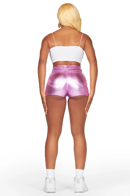 Racasha Reflective Pink PU Short