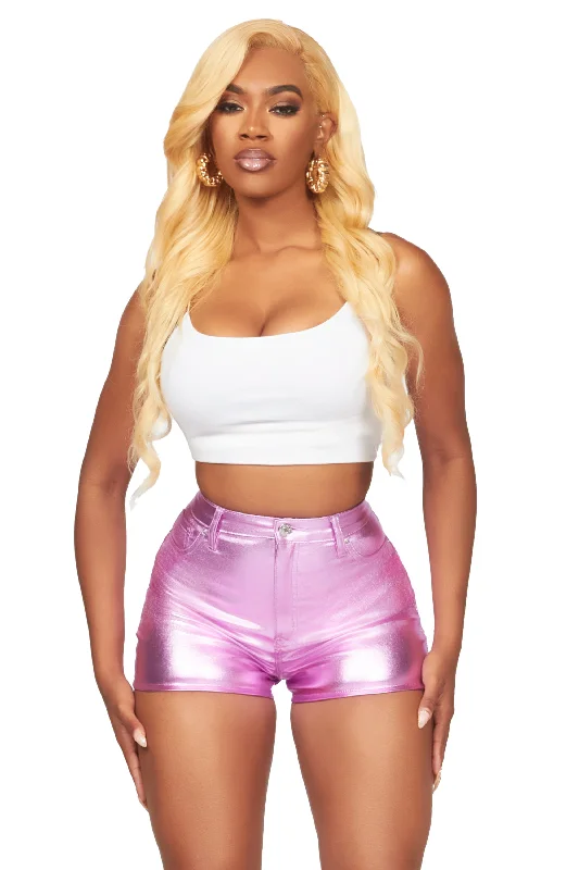 Racasha Reflective Pink PU Short