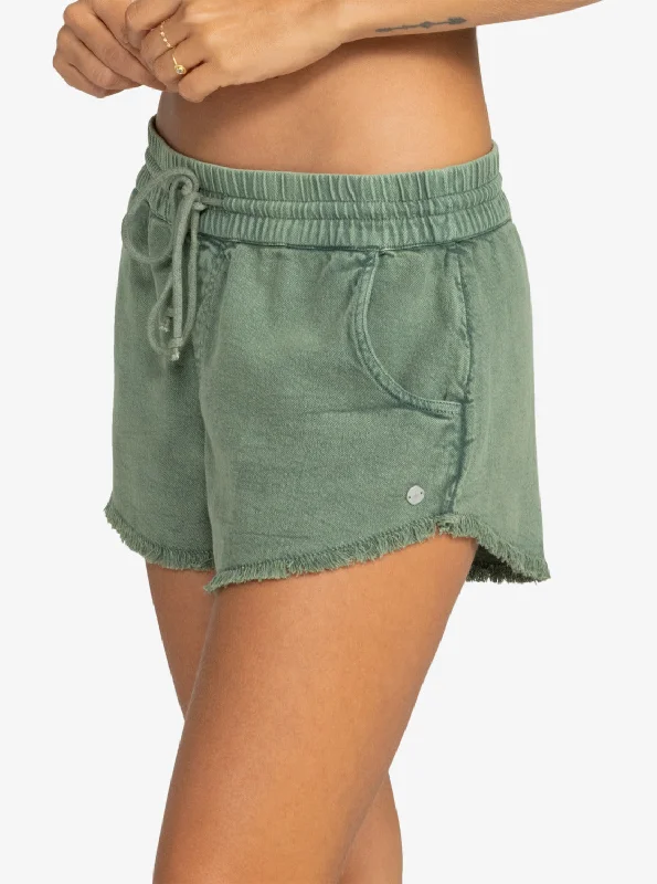 Scenic Route Elastic Waist Shorts - Agave Green