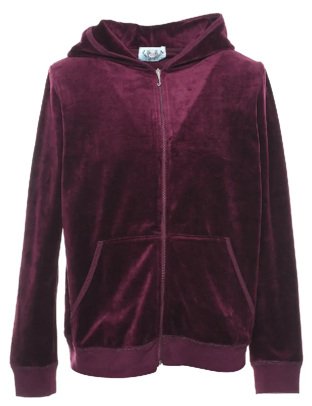 Velour Hooded Sweatshirt - L