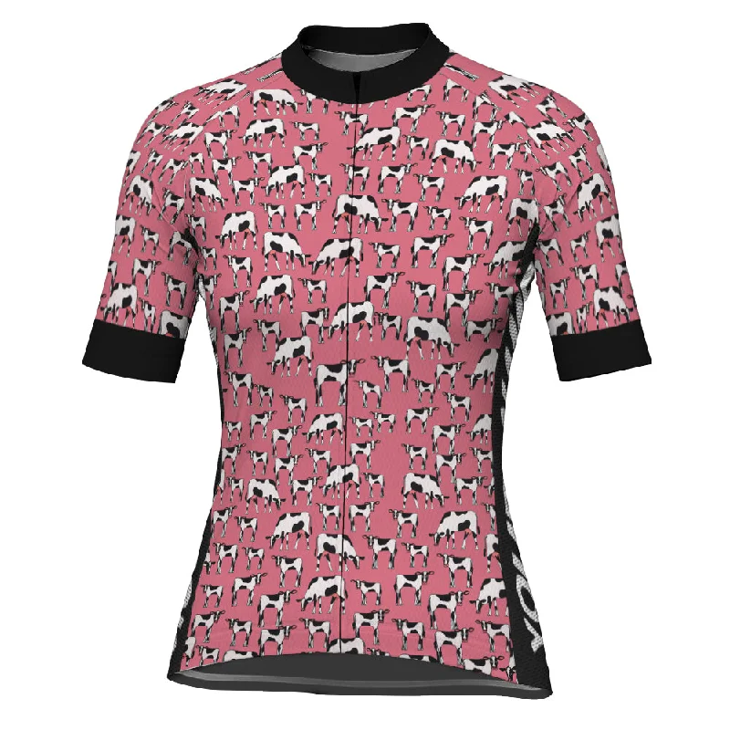 Customized Dairy Cows Short Sleeve Cycling Jersey for Women