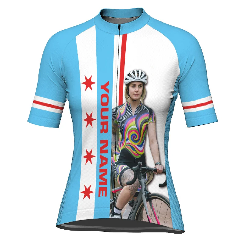 Customized Image Chicago Short Sleeve Cycling Jersey for Women