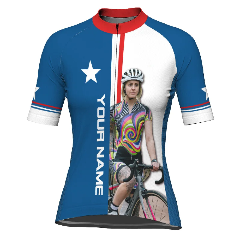 Customized Image Texas Short Sleeve Cycling Jersey for Women