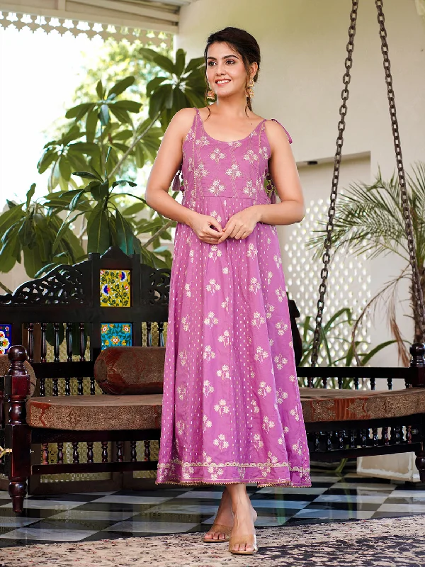 Women Purple Pure Cotton Dress