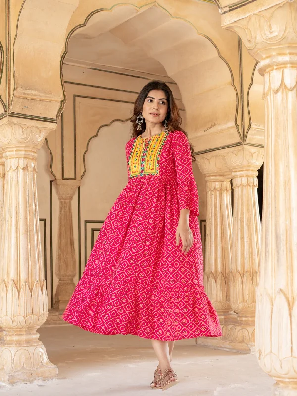 Women Pink Rayon Dress