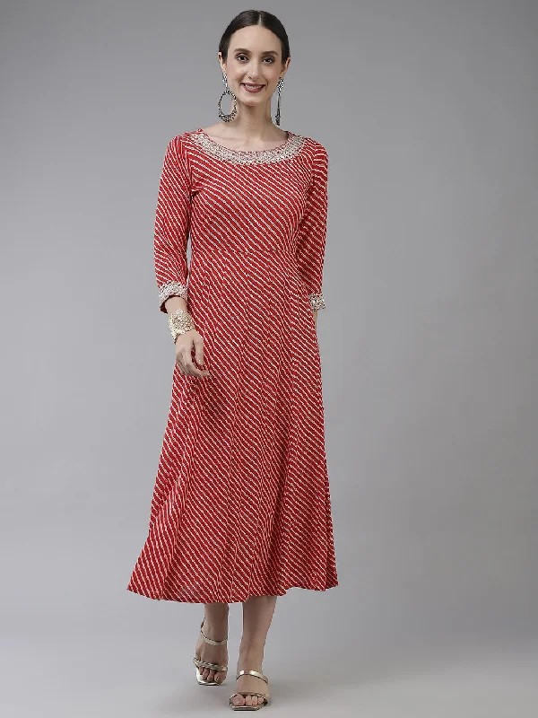 Women Red Rayon Dress