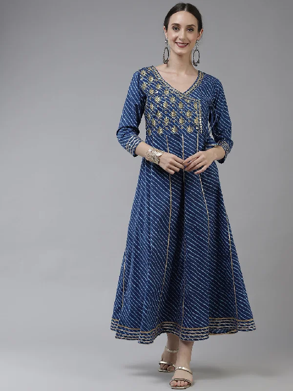 Women Blue Cotton Dress