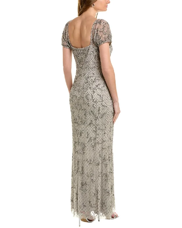 Aidan Mattox Puff Sleeve Mermaid Gown
