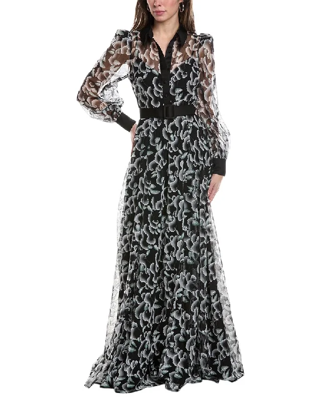 Badgley Mischka Cloud Print Gown