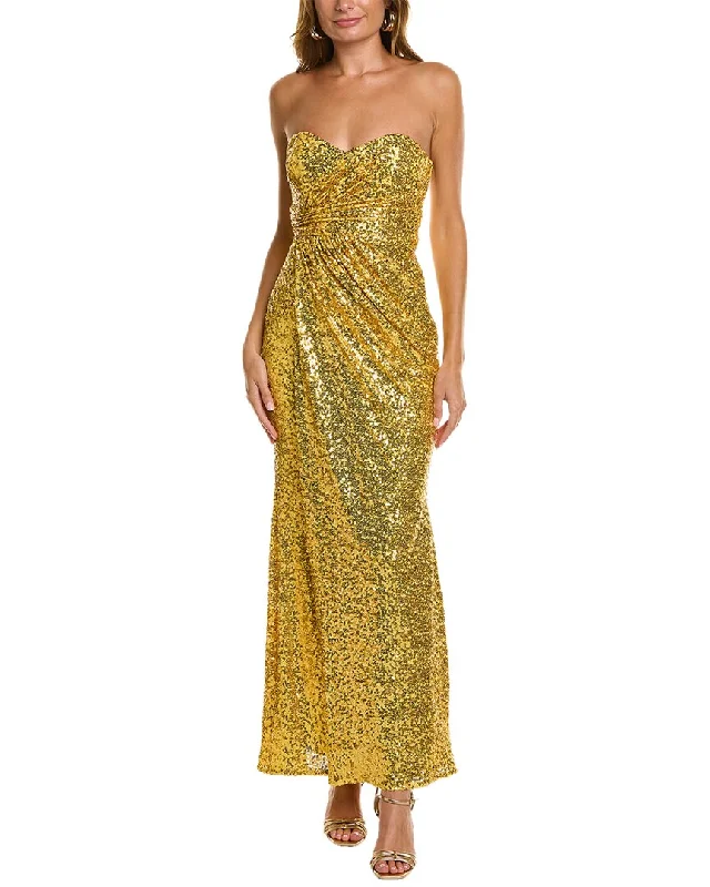 Badgley Mischka Sequined Strapless Gown