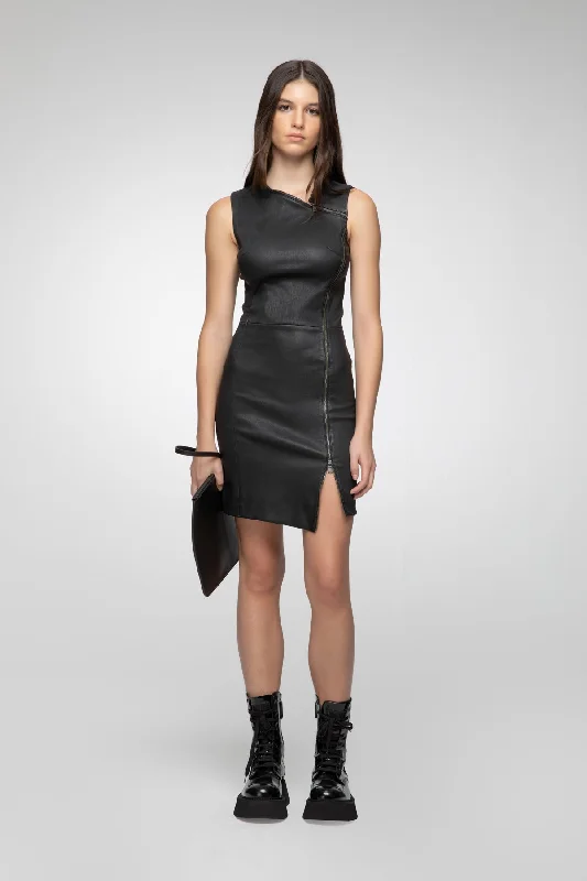 Melina - Black Leather Dress