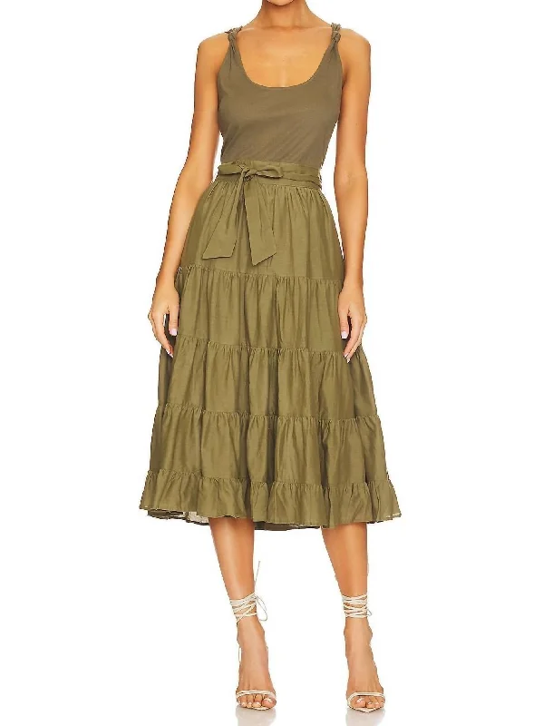 Samosa Dress In Dark Brushed Olive