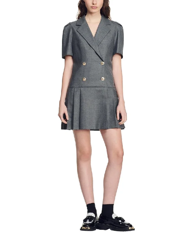 Sandro Woven Wool-Blend Dress
