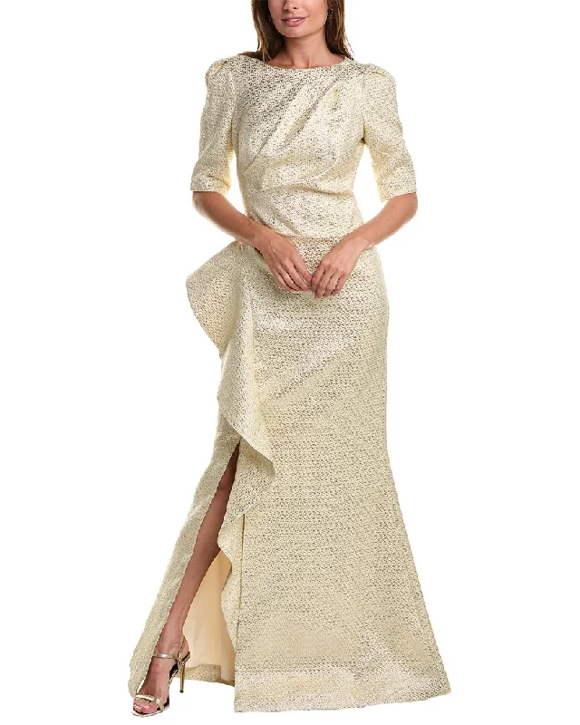 Teri Jon by Rickie Freeman Metallic Jacquard Gown