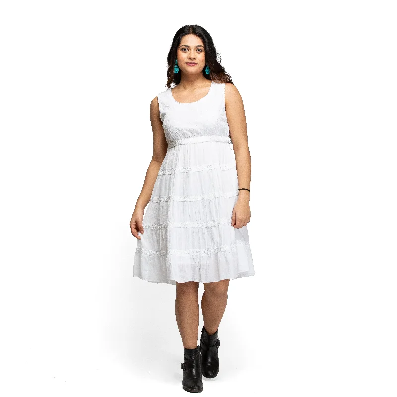 Women's self embroidery fit and flare dress