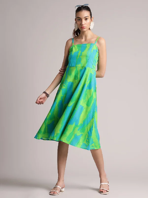 Women's Lime Cambric Abstract Dress - Zaccai