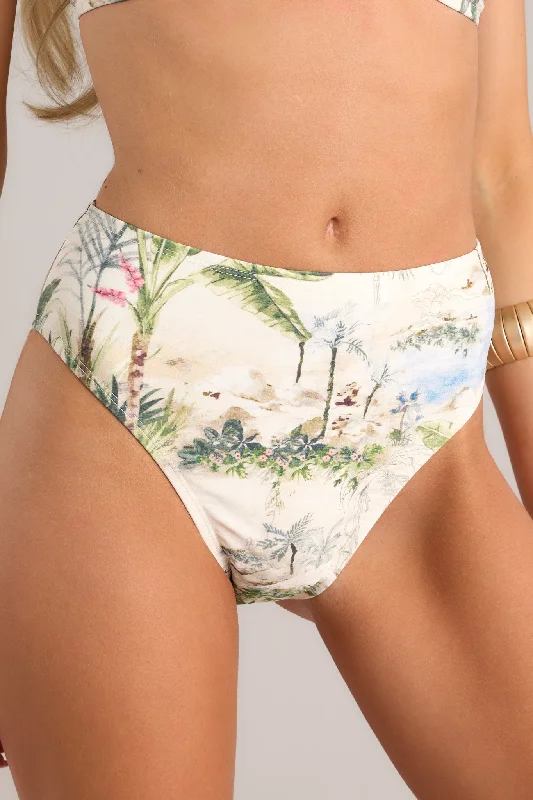 Beachy Keen Ivory Tropical Print Bikini Bottoms Bikini with ties, Sexy, Comfortable, Trendy Beachy Keen Ivory Tropical Print Bikini Bottoms Bikini with ties, Sexy, Comfortable, Trendy