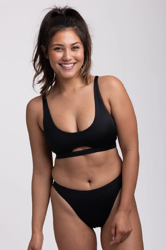Haliewa Bikini Bottom - Black Triangle bikini, Simple, Chic, Comfortable