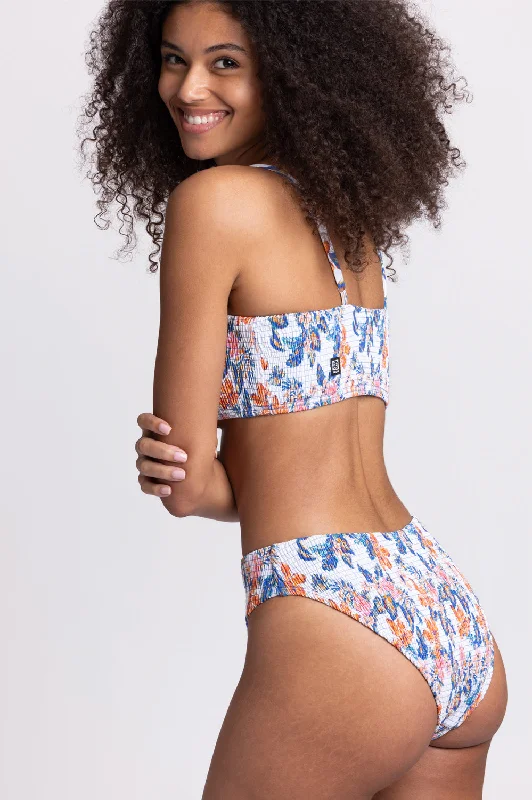 Hazel Smocked Bikini Bottom - Flora Tiki Crisscross bikini, Sexy, Trendy, Comfortable