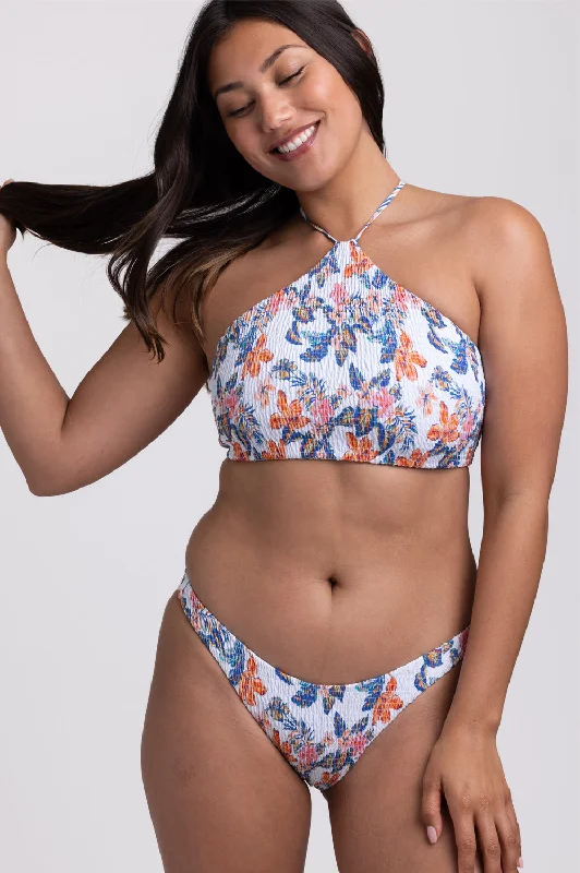 Kelia Smocked Bikini Bottom - Flora Tiki Front tie bikini