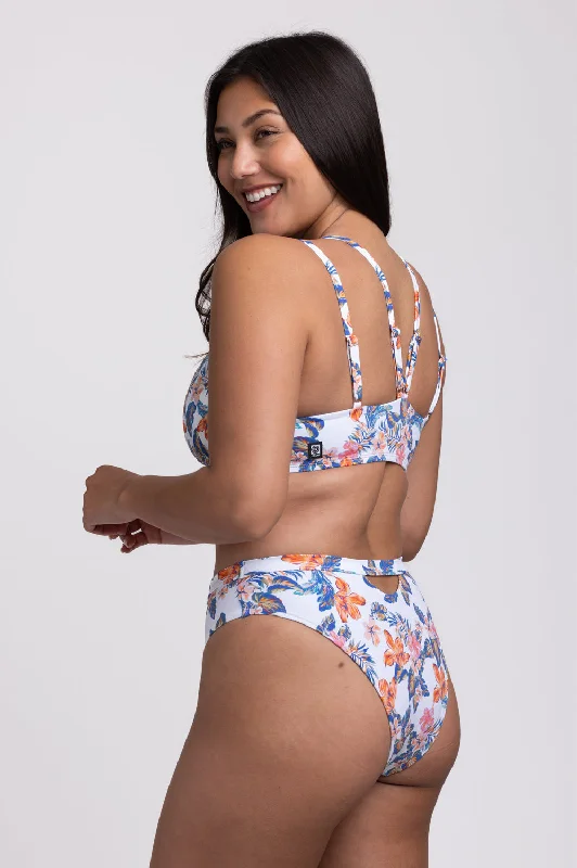 Nora Bikini Bottom - Flora Tiki Bikini with mesh details, Sexy, Trendy, Comfortable