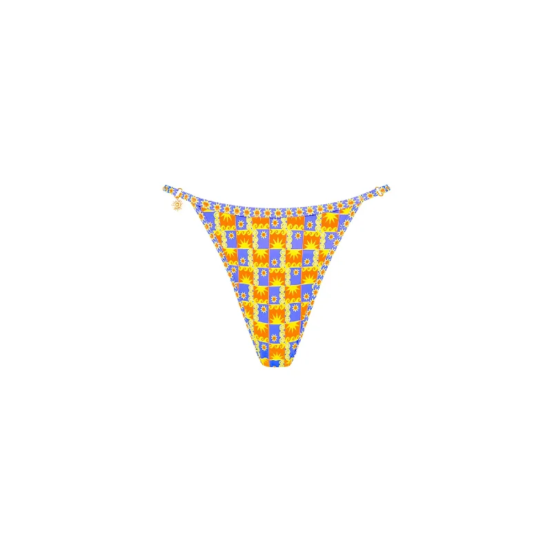 Charm Adjustable Cheeky Bikini Bottom - Sunburst Bikini with metallic accents, Glamorous, Sexy, Trendy