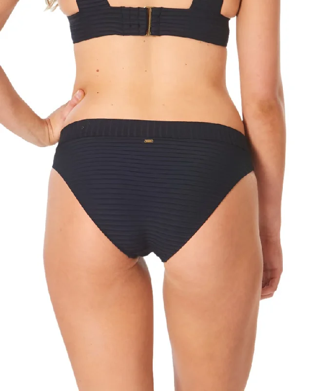 RIP CURL Women's Premium Surf Full Bikini Bottom Black Printed bikini, Vibrant, Trendy, Chic