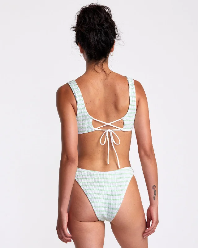 Grooves Stripe High Leg French Bikini Bottoms - Whisper White Beach bikini, Comfortable, Stylish, Summer