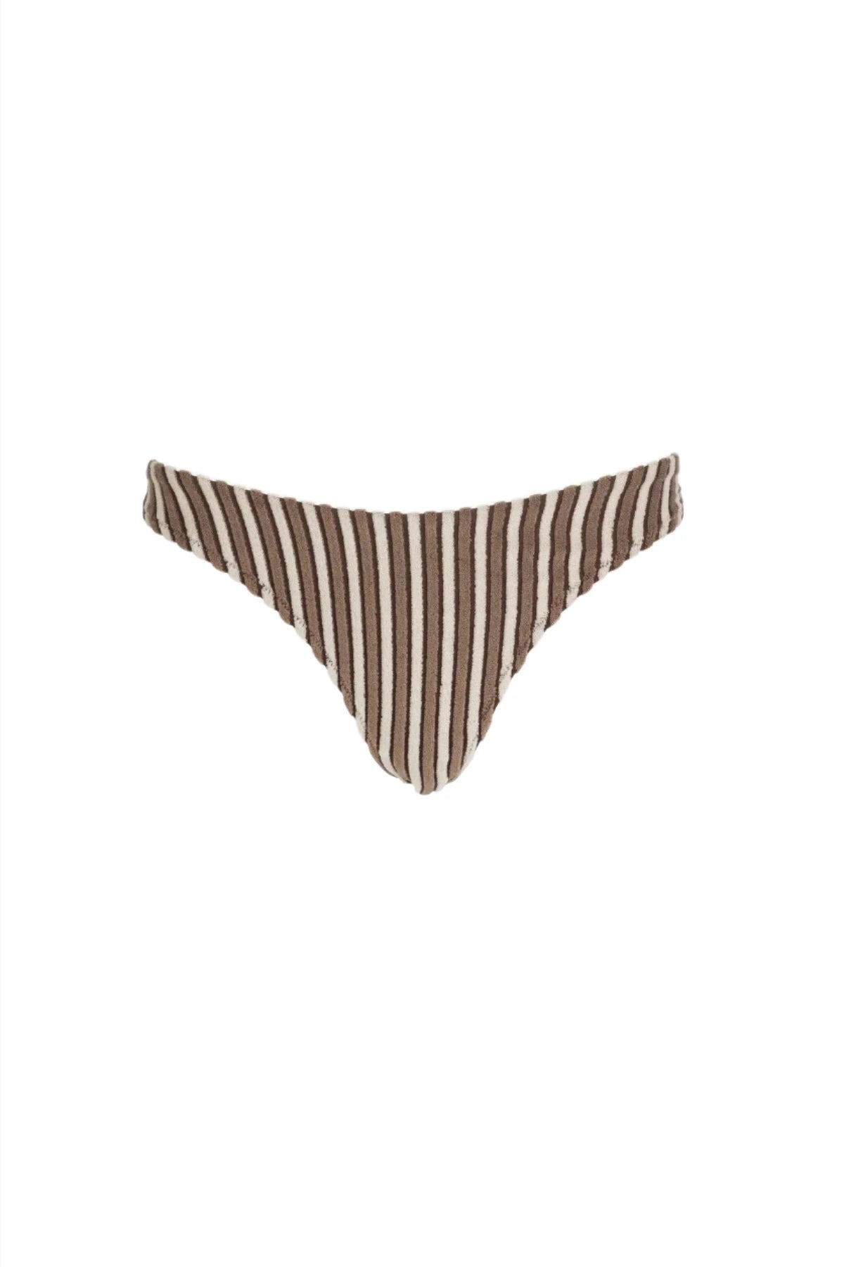 RHYTHM Women's Terry Sands Stripe Hi-Cut Bikini Bottom Cocoa Soft cup bikini, Supportive, Comfortable, Stylish