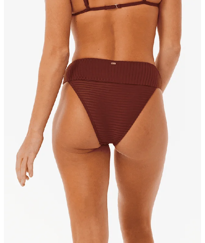 RIP CURL Women's Premium Surf High Cheeky Bikini Bottoms Plum Eco-friendly swimwear, Sustainable, Trendy, Fashionable