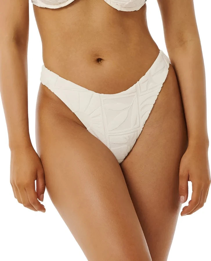 RIP CURL Women's Santorini Terry Hi Leg Skimpy Coverage Bikini Bottom Shell Satin bikini top, Elegant, Comfortable, Trendy